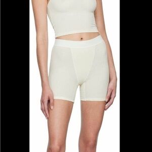 SKIMS Tan Cotton Ribbed Boy Shorts